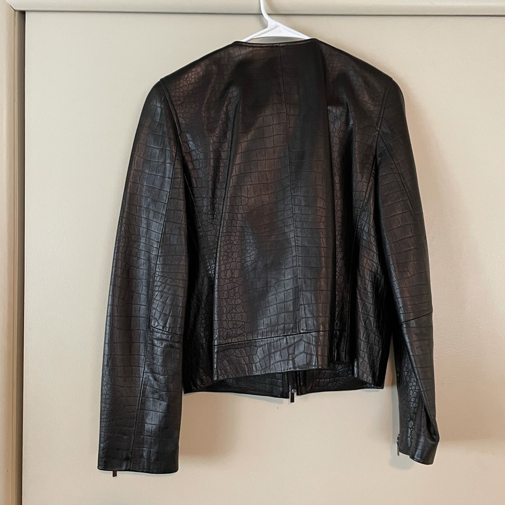 Snake Skin Patterned Leather Jacket - image 2